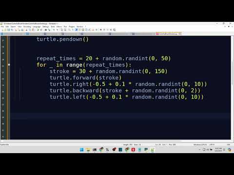 Python Turtleでアートを作成する02：カラフルなブラシストローク
