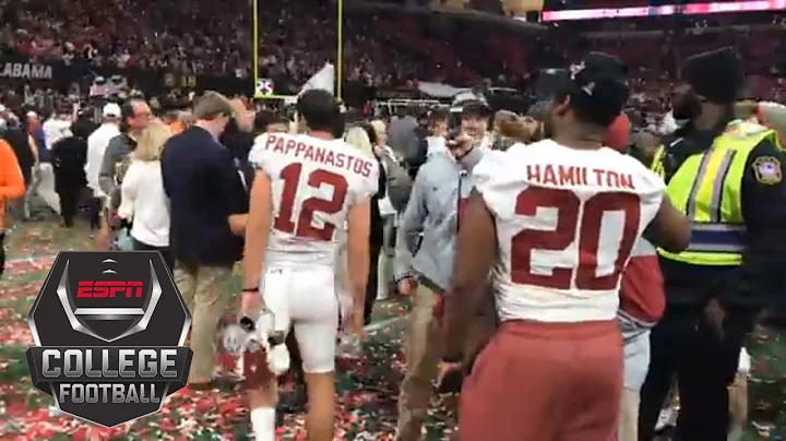 Alabama kicker Andy Pappanastos celebrates the win...