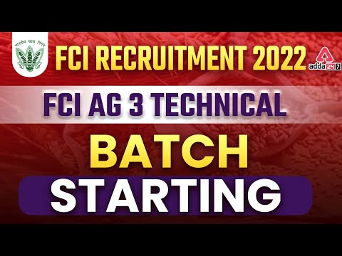 FCI Recruitment 2022 | FCI AG 3 Technical Batch Starting !!!