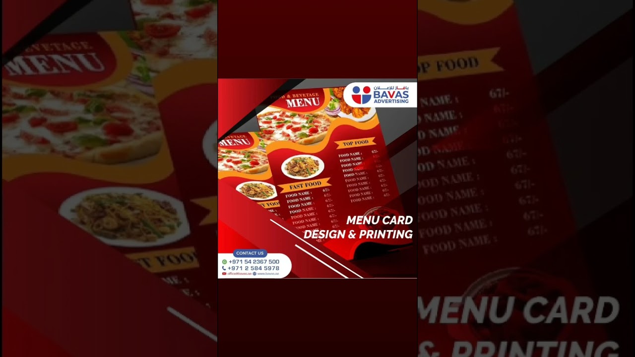 Menu Card Printing & Designing
