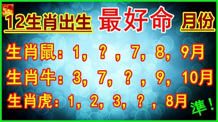 12生肖出生在哪些月份最好命？財運特旺！ - 天天要聞