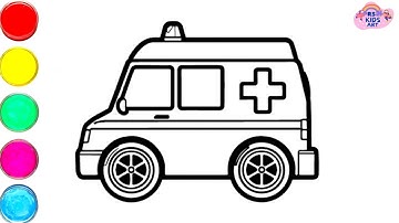How to Draw a Ambulance easy step drawing and colouring | #drawing #kidsvideo