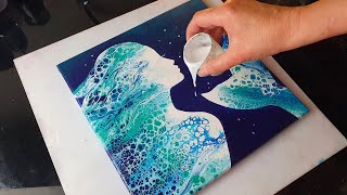 Mermaid Swipe Tutorial  Acrylic Pouring | Calming Painting ABcreative (ASMR)