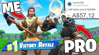 I Paid 12 Yr Old 'PRO' To Carry Me In Fortnite!