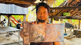 Knife Making : Forging a CLEAVER from a rusty leaf spring | Work Hard