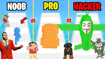 NOOB vs PRO vs HACKER in Pixel Battle with SHINCHAN & CHOP & OGGY !