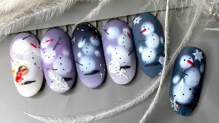 Новогодний маникюр за 5 минут - веселый снеговик на ногтях / Snowman nail tutorial. Christmas nails