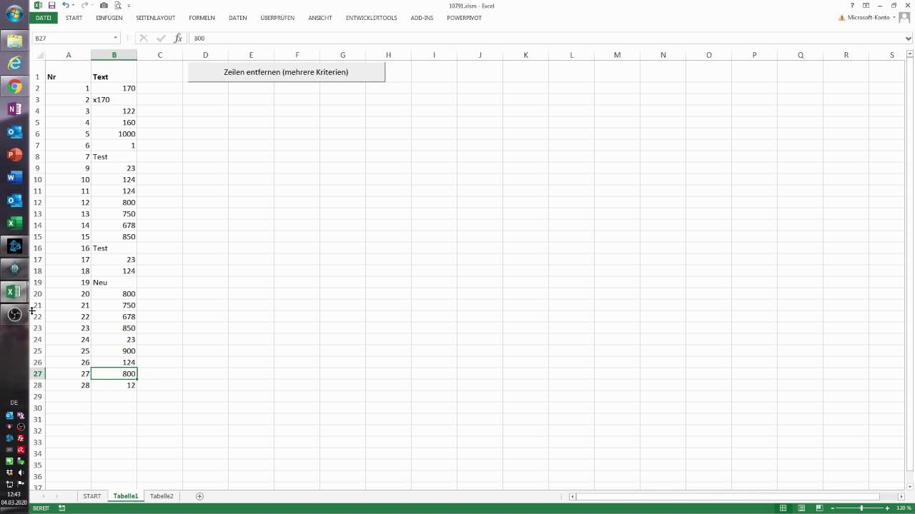  New Update 109. Excel-VBA: Bestimmte Zeilen aus einer Tabelle entfernen (mehrere Bedingungen)