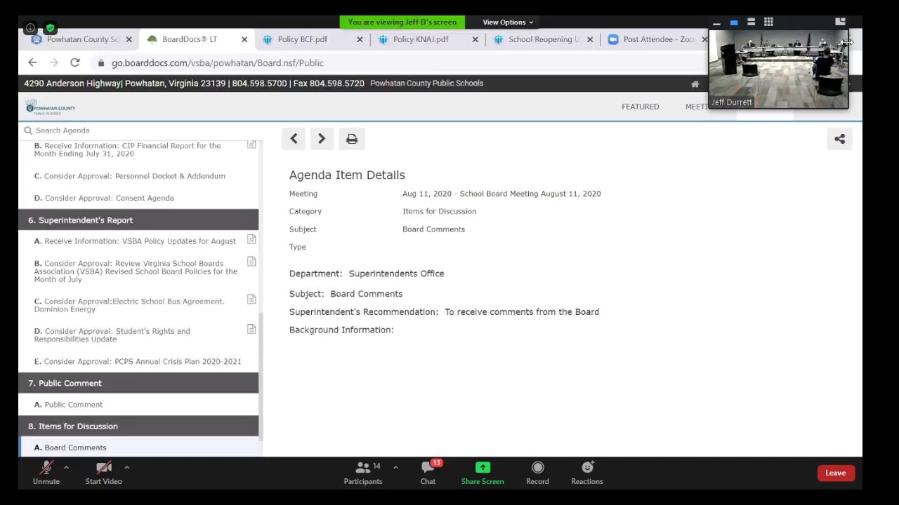 School Board Meeting (Zoom Meeting) YouTube