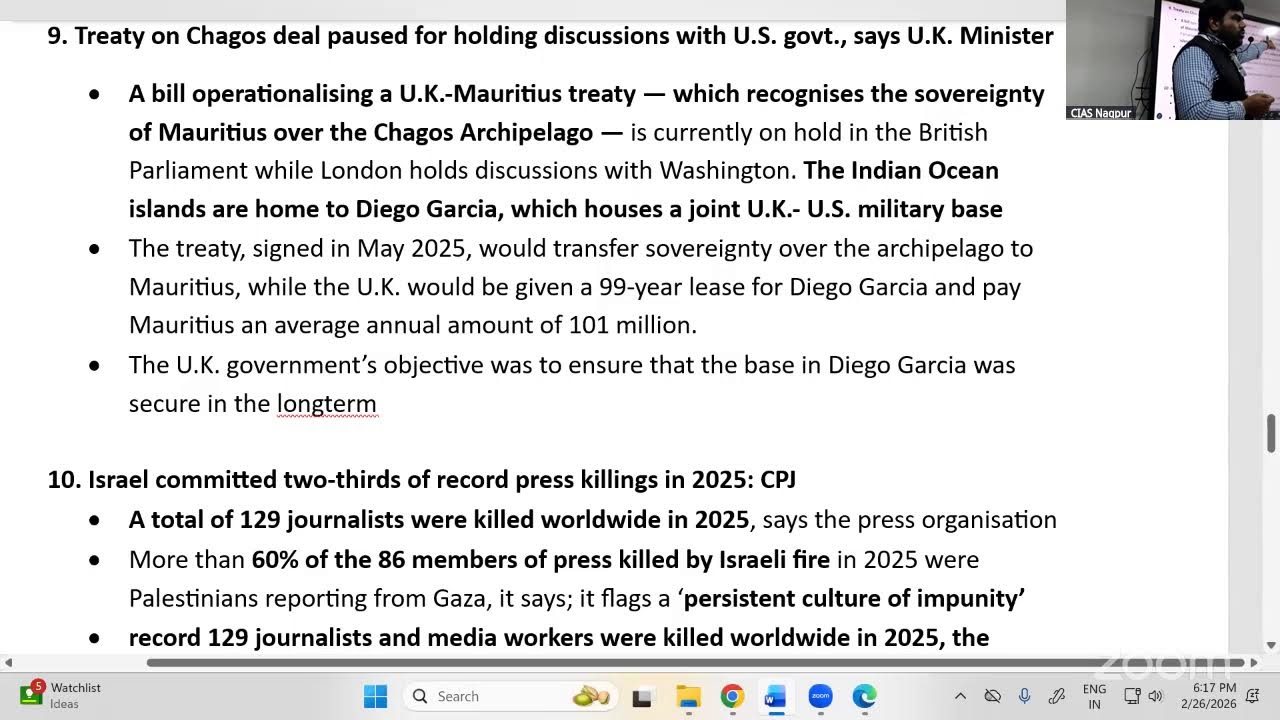 Current Affairs by Chaitanya Sir 26th Feb 2026