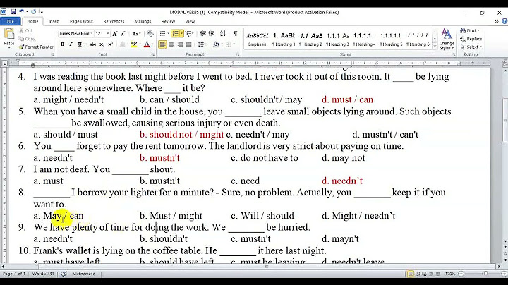 Bài tập câu trần thuật với modal verbs lớp 8