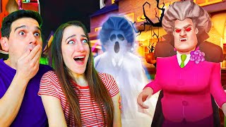 SCARY TEACHER TURNS INTO A VAMPIRE AND A GHOST FOR HALLOWEEN!! NEW PRANKS ON THE EVIL TEACHER! screenshot 2