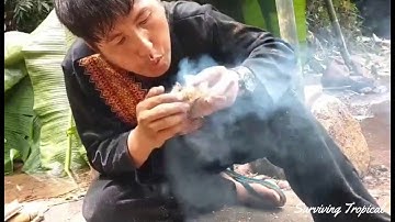 Tropical rainforest.  Ep1. Build a fire using bamboo.