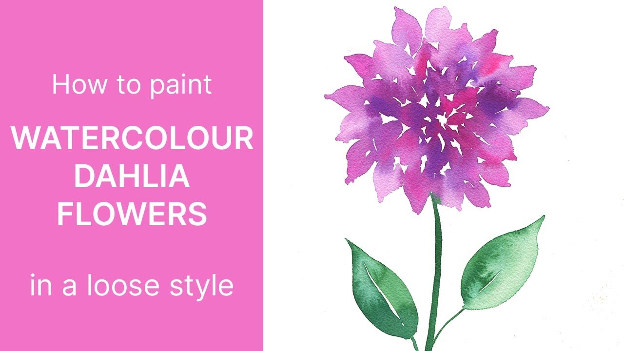 How To Paint A Watercolour Dahlia Flower - Easy Floral Tutorial | Emily Wassell