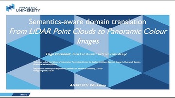 Semantics-Aware Domain Translation from LiDAR Point Clouds to Panoramic Colour Images