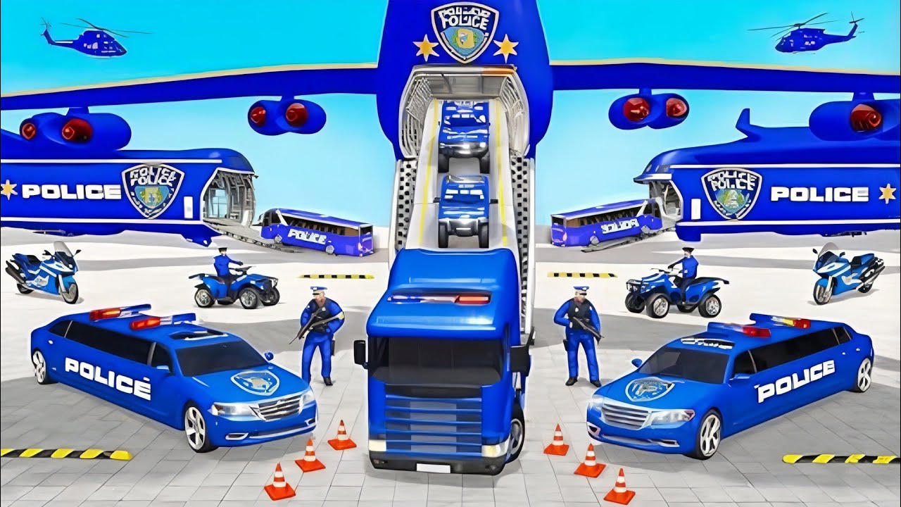 US Police Car Transporter Driving - Police Trailer Truck Driver Simulator 3D - Android GamePlay