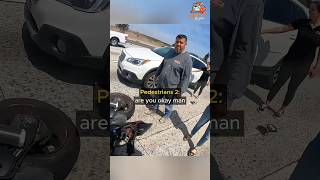 Biker gets hit by a car but meets a kind woman 😳