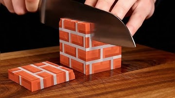 ASMR Cutting Minecraft Block - Satisfying AI Slicing Veo 3