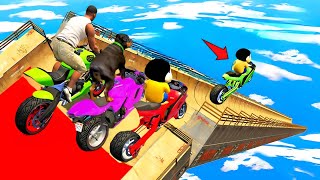 FRANKLIN TRIED IMPOSSIBLE LIMOUSINE CAR JUMP PARKOUR RAMP CHALLENGE GTA 5 | SHINCHAN and CHOP GOKU