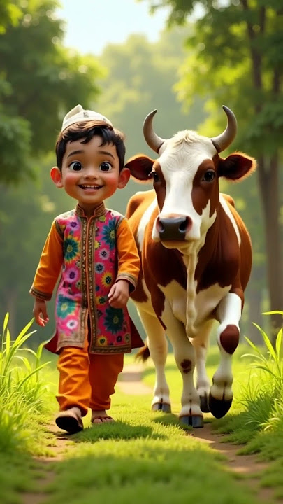 Eid Mubarak 2025 | Part 8 | Kids Walking with Cow | Qurbani Mubarak | Goru | Cartoon