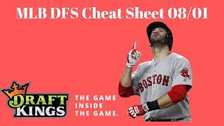 MLB DFS Cheat Sheet 08/01 (Main & Early Slate)