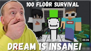 CRAZIEST VIDEO EVER! Dream Minecraft 100 Floor Survival... (FIRST REACTION!)