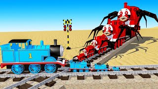 【踏切アニメ】あぶない電車 TRAIN Vs Big & Small Saw Wheel Thomas the Tank Engine Vs Choo Choo Charles Train #3