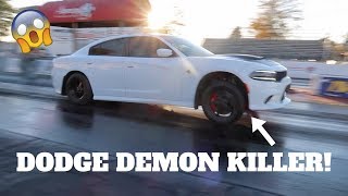 1000+ HP HELLCAT RACING AT DRAG STRIP! *DODGE DEMON KILLER*