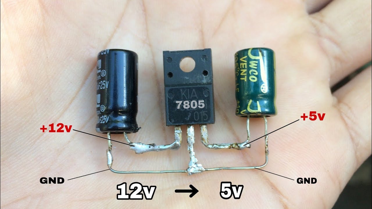 7805 Voltage Regulator Circuit | 12v to 5v Stepdown Converter