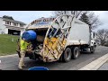 Bn disposal international mcneilus rear loader garbage truck on heavy recycling