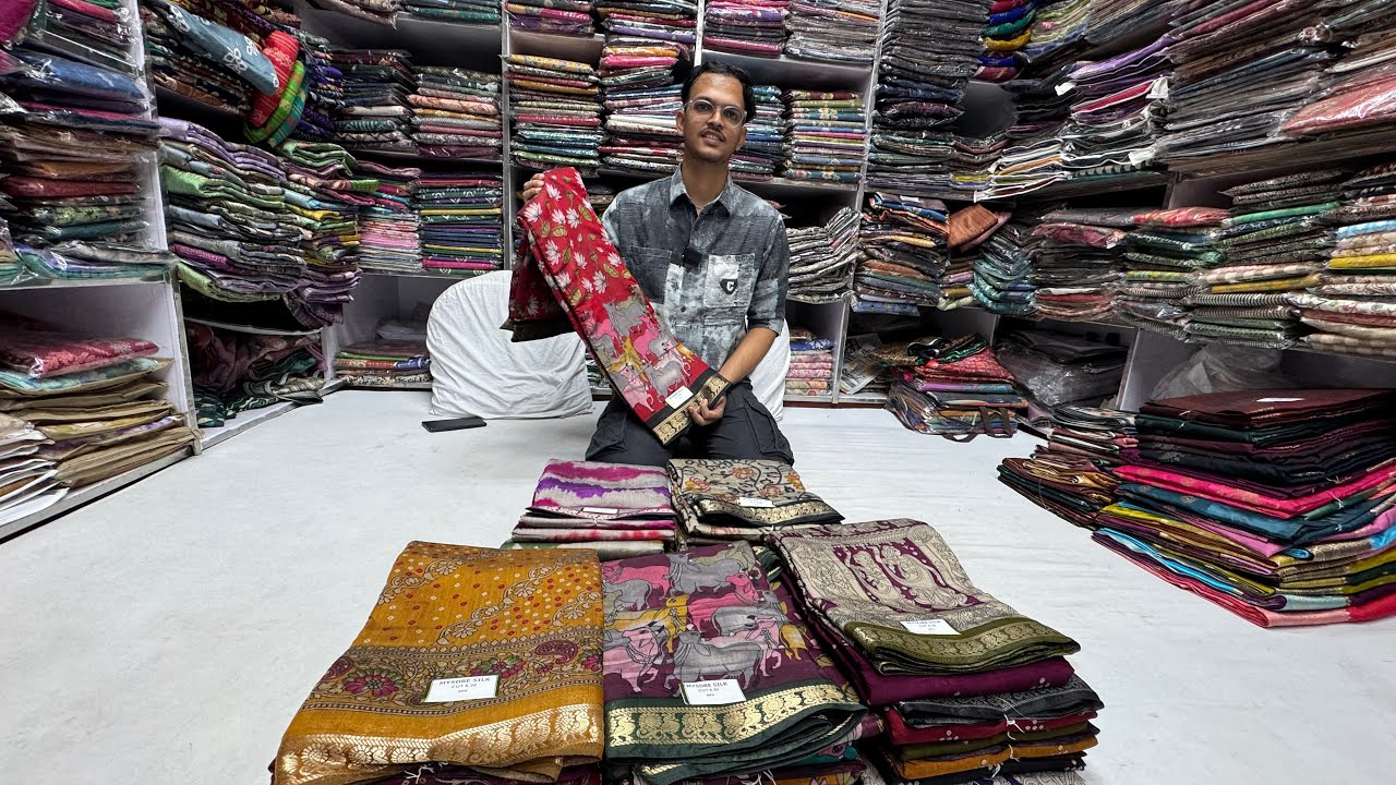 Chickpet wholesale Maheshwari Silk | Muslin Saree | Semi Chanderi Silk | Single Saree Courier Avl