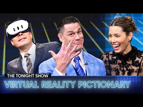 Virtual Reality Pictionary with John Cena and Jessica Biel (Extended) | The Tonight Show