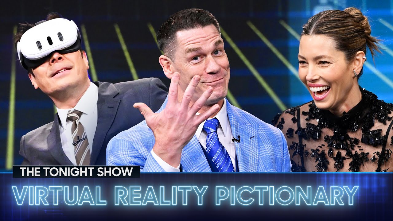 Virtual Reality Pictionary with John Cena and Jessica Biel (Extended) | The Tonight Show