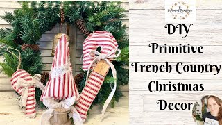 DIY Primitive French Country Christmas Decor | Using IOD Stamps | No Sew Rustic Crafts | Ornaments
