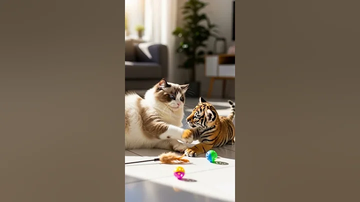 Watch the video about The Ultimate Cat vs. Cub Playdate! Meow! 😼🐅❤️ #shorts #cat #meow