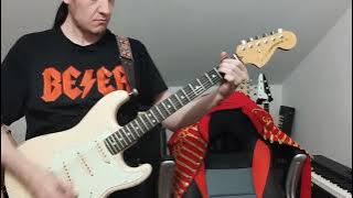 DiMarzio FS-1, Marshall Origin 50 W, DOD 250, Greenbacks. Crunchy sound!