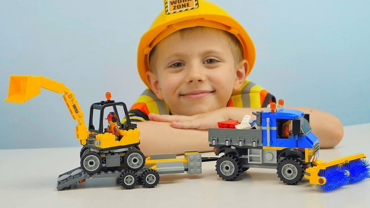 Машинки для Мальчиков ЛЕГО Сити Уборочная Техника с Рабочими 60152 Развивающее видео для детей