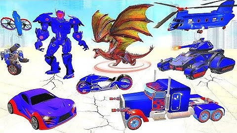 US Cargo Robot Transform Game 2023: Helicopter Police Robot War - Android iOS Gameplay