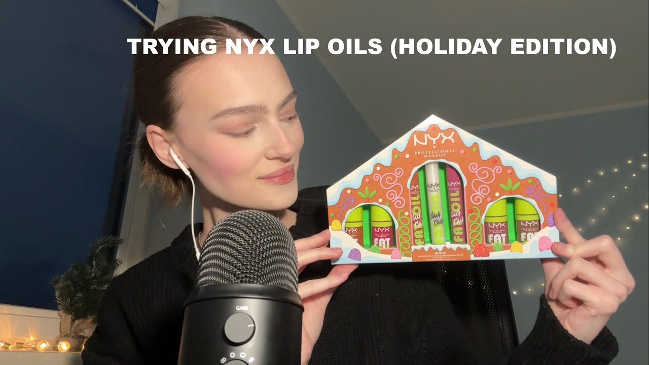 ASMR lipgloss try-on (NYX holiday collection)