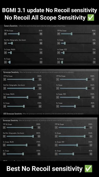 😱 BGMI Scope Setting 2x 3x 4x 6x 8x | New Best Sensitivity Settings | No Recoil Sensitivity  #shorts
