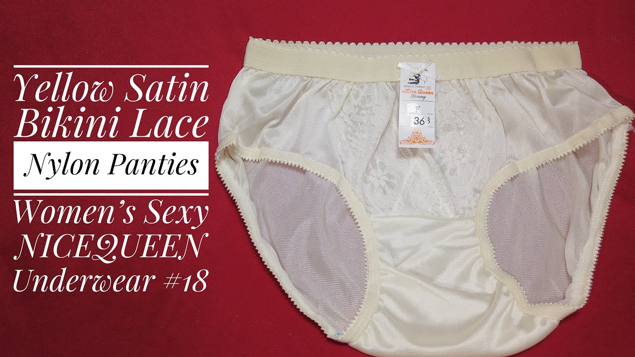 Yellow Satin Bikini Lace Nylon Panties Women’s Sexy NICEQUEEN Underwear
