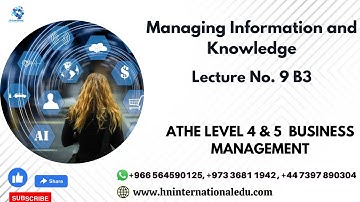 Managing Information and Knowledge Lecture No. 09 B3 ATHE Level 4 & 5 Business Management