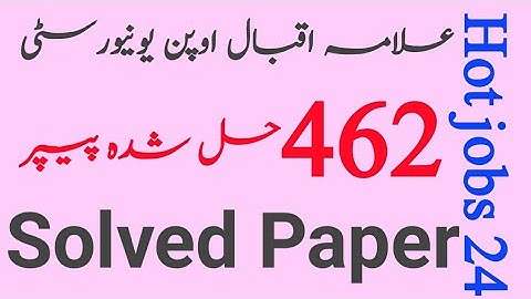 462 Samester Terminal Exam Autumn// 462 Solution Paper// Aiou 462 Code // 462 Solved Paper