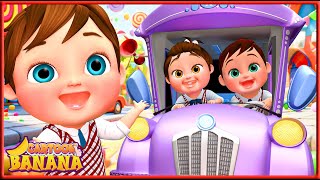 Wheels on the bus go round round round - Baby songs - Nursery Rhymes &amp; Kids Songs - Banana Cartoon