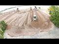 Operator View! Hyundai 24t Dump Trucks And Shantui DH17C2 Bulldozers Building Up Sand