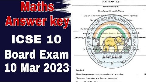 ICSE maths board exam 2023 question paper solution | Answer key | ICSE maths previous year paper