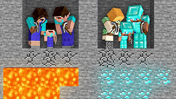 FAMILY TREASURE MINE DIG CHALLENGE! Minecraft NOOB vs PRO! 100% TROLLING SECRET ENTRANCE BATTLE