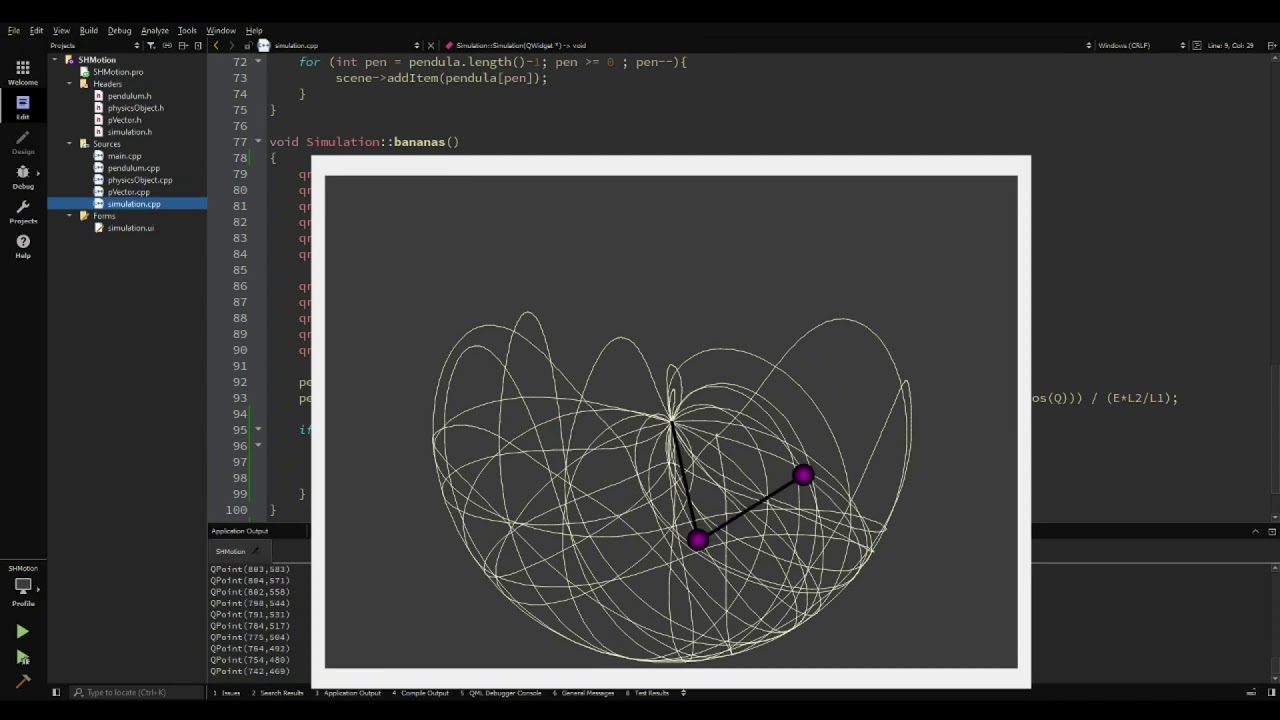 Double Pendulum - Simulation - QT Creator (C++ ) - YouTube