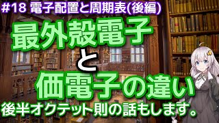 【化学】#18 最外殻電子と価電子、オクテット則のはなし(電子配置と周期表《後編》)《ゆっくり × VOICEROID》