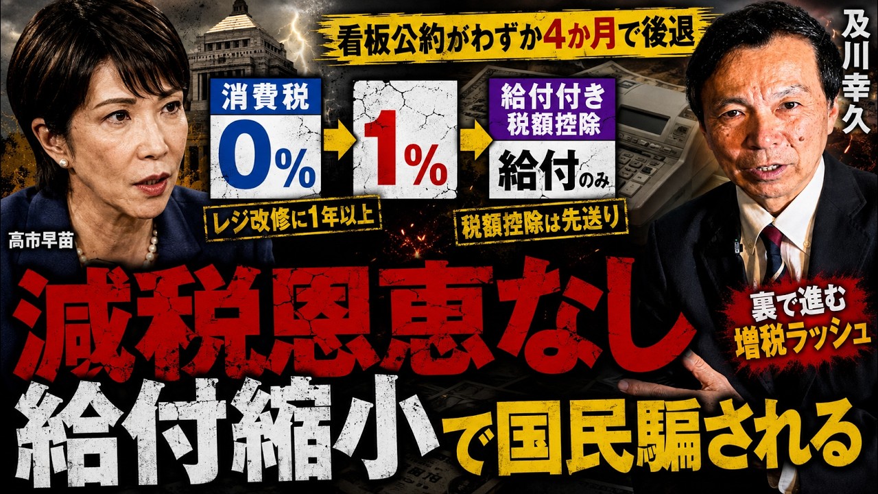 正直に言います。高市政権の消費税0%は1%に後退し裏で防衛費増税が静か